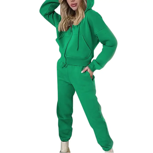 Ensemble de survêtement gaufré pour femmes coupe normale personnalisé motif solide fermeture éclair tenue décontracté sweat pantalon au-dessus du genou - Product Image 4