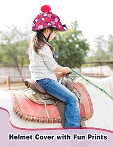 New Design Equestrian Robust Quality Fabric Versatile Snug Fit Riding <b>Helmet</b> Cover with Cute Bow-Hearty Hearts, Silk Hats - Product Image 5