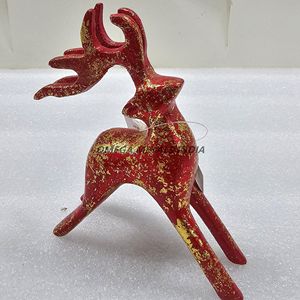 Estatuilla de reno de Navidad roja brillante al por mayor de fábrica con cuerpo elegante y astas elegantes para decoraciones festivas modernas - Product Image 3