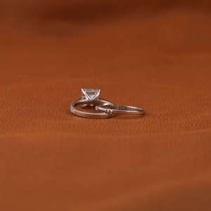 18KT Solid Gold Classic Style Princess Cut Full Eternity <b>Bridal</b> Set Wedding Engagement Lab Grown Diamond Luxury Custom Ring - Product Image 3