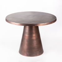 Table de bistrot moderne européenne en aluminium, style nordique, plateau rond avec finition cuivre antique pour salon et chambre à coucher