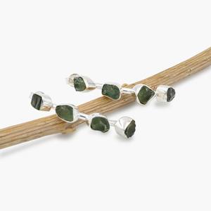 925 Sterling Silver Fine Stud <b>Earrings</b> Handmade Rough Aquamarine Stone Peridot <b>Garnet</b> 8-10mm Stone Size Perfect Gift for Her - Product Image 3