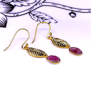 Wedding Wear 925 Sterling Silver Gold Plated Jewelry <b>Tourmaline</b> Gemstone Women Wear Feaf <b>Earring</b> Set - Product Image 5