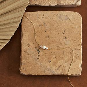 Collier minimaliste en argent sterling 925 avec pendentif en perle d'eau douce, bijoux délicats à perles, plaqué or 14K/18K, tendance mariage - Product Image 2