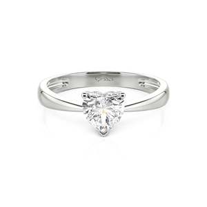 Jeulia Classic Heart Cut <b>Solitaire</b> Engagement <b>Ring</b> Three Prongs Gold Plated Sterling <b>Silver</b> - Product Image 1