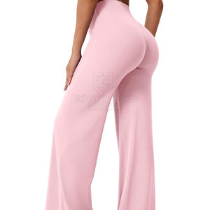 Pantalon évasé taille mi-haute élastique pour femme, motif uni, hiver, fitness, entraînement, écologique, respirant, Spandex/Nylon de haute qualité - Product Image 3