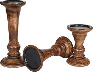 Candelabro de madera de mango único hecho a mano, soporte para tarro de linterna, decoración de mesa de madera Natural para fiestas, hogar, oficina, uso navideño - Product Image 1