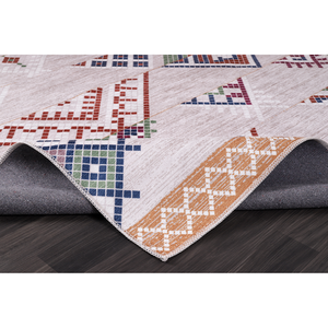 Bohemian Grey Striped <b>Washable</b> <b>Rug</b> NL1002 Non-Slip Machine Made for Living Room & Bedroom - Product Image 4