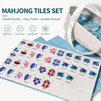 Jeu de Mahjong Américain Bleu Glacé Pailleté, Tuiles en Acrylique à 4 Couches, Luxe, 160 Tuiles, Idéal pour Cadeau et Club