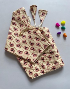 Modern V boyun bluz malzeme % 100% saf pamuk AJRAK baskı bluz froent kanca desen yastıklı olmadan - Product Image 1