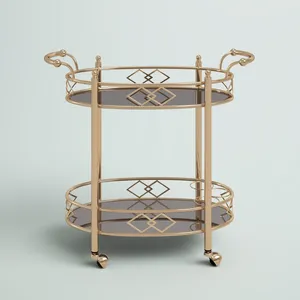 Carrito de Bar de Plástico Ecológico Hecho a Mano con Tapa de Vidrio, Diseño de Plantas, Carrito de Decoración de Lujo para Barra de Bar, Uso Seguro - Product Image 1