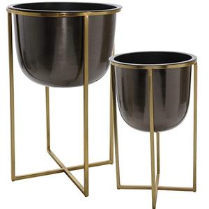 Ensemble de 2 pots de fleurs de style antique en métal galvanisé, pot de fleurs de forme personnalisée pour la maison, l'hôtel, le jardin, pour la salle à manger - Product Image 6