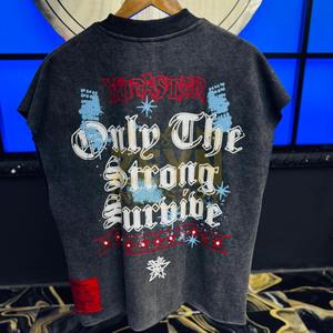 Camiseta sin Mangas con Lavado Ácido Color Negro, Camiseta Urbana Extra Grande Personalizada, Camiseta Casual con Estampado Serigrafiado, Camisetas sin Mangas para Hombre - Product Image 3