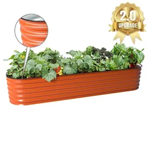 Sinh thái thân thiện 17 ''cao 9in1 kim loại Modular sóng aluzinc lớn lên giường Vườn Thảo Mộc hộp planter cho rau