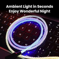 Kabel USB Tipe-C LED RGB Berkualitas Tinggi dengan Pelindung Kepang Konduktor Tembaga Murni untuk Ponsel Perangkat IOS Printer