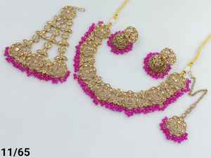 Flower Latest Indian Jewelry Traditional GoldPlated Motipearl With Jumkha Earring &Maagtika Pasha Combo Necklace <b>Set</b> Women - Product Image 2