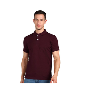 Polo de cuello redondo bien cosido con manga corta de material de algodón de alta comodidad con bolsillo para uso diario informal de la India - Product Image 4