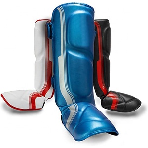 MMA-Protège-tibia en mousse de cuir, protège-jambes de boxe, protège-tibias de kickboxing, équipement de protection des pieds - Product Image 1