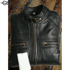 Veste de motard en cuir véritable pour hommes, vestes de moto en cuir d'agneau vieilli noir et marron vintage, vêtements d'extérieur durables et élégants pour hommes - Product Image 6