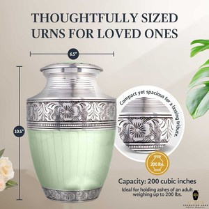โกศบรรจุอัฐิ 10 นิ้ว อลูมิเนียม สไตล์ยุโรปอเมริกัน ความจุ 220 คิวบิกอินช์ สีเขียวเงิน เป็นมิตรกับสิ่งแวดล้อม - Product Image 4