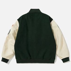 Chaqueta universitaria con bordado de chenilla de lana Vintage para hombre, chaqueta de béisbol con logotipo personalizado y mangas de cuero, ropa de invierno - Product Image 2