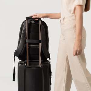 Genuine Leather Anti-Theft Work <b>Backpack</b> Lady Fashionable <b>Waterproof</b> Two-Way Zipper Closure Portable Arcuate Shoulder Strap 0.01 - Product Image 5