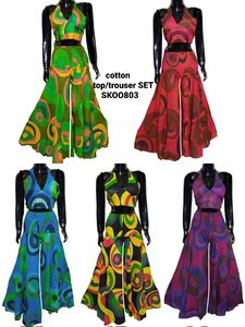 Ensemble de hauts palazzo en coton de créateur Pantalon cargo élastique à la mode pour l'été Tissu de qualité d'exportation - Product Image 5