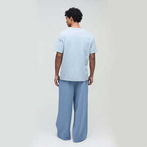 Vente en gros de pantalons de survêtement baggy surdimensionnés personnalisés pour hommes, jogging de gym en éponge française à jambes larges, pantalon droit évasé à rayures - Product Image 5
