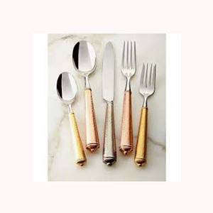 Stainless Steel Flatware Set with Shiny <b>Rose</b> <b>Gold</b> Silver <b>Mirror</b> Polished Handles Includes Cutlery and Salad Server - Product Image 1