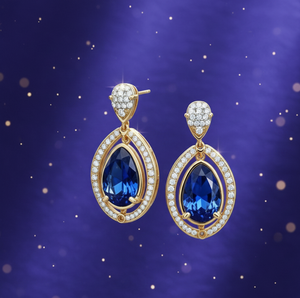 Pendientes Hechos a Mano con Hidro Azul en Múltiples Formas, Plata de Ley 925, Chapados en Oro de 18K, Joyería Fina para Mujer, para Bodas y Fiestas - Product Image 2