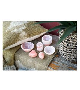 Bol à sel de roche rose de l'Himalaya de qualité alimentaire 100% fabriqué à la main Design floral Technique sculptée pour le service de nourriture du Pakistan - Product Image 5