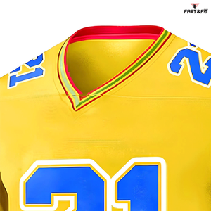 Venta al por mayor sublimación impresa último diseño 100% tela de poliéster de manga corta que absorbe la humedad personalizable fútbol americano - Product Image 4