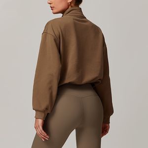 Sudadera deportiva con cuello levantado y media cremallera de forro polar de algodón con logotipo personalizado, Sudadera corta informal gruesa con estilo informal - Product Image 5