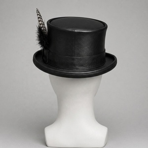 Sombrero de Copa Unisex de Cuero con Pluma, Casual para Adultos, 56-58CM, Cuatro Estaciones, Impresión Digital, Bordado a Mano - Product Image 2