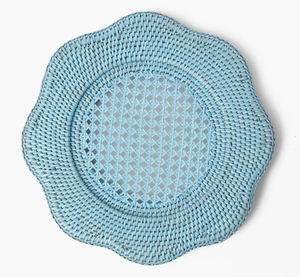 Plato cargador de ratán verde Matcha hecho a mano al por mayor con forma de flor mantel de caña tejido decorativo para mesa rústica - Product Image 4