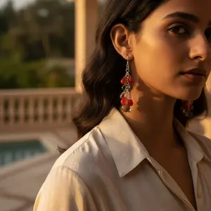 Boucles d'oreilles pendantes tendance en argent 925 avec pierres précieuses pour femmes, bijoux cadeau - Product Image 2