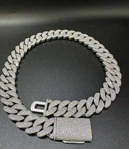 Cadena de eslabones cubanos VVS Moissanite de 22mm y 22 pulgadas, Plata de Ley 925 chapada en rodio, acabado en oro blanco de 14 quilates, regalo de fiesta estilo hip-hop - Product Image 4