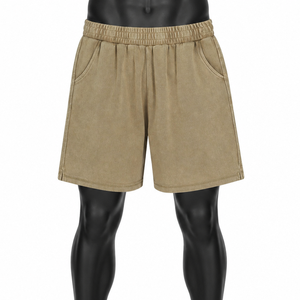Pantalones Cortos Deportivos Personalizados para Hombre, de Algodón Lavado, Cintura Elástica, Casuales, de Verano, para Gimnasio, con Bolsillos Laterales, Corte Holgado - Product Image 1