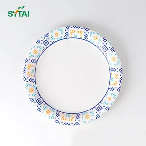 Disposable Round Uncoated White paper Plate paper tray custom 9-Inch Paper Plates for Party