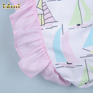 Conjunto de Traje de Baño para Bebés Niñas Babeeni, Estampado de Veleros, 100% Algodón Orgánico, Certificado OEKO-TEX, Venta al Por Mayor ODM, Mono de Manga Corta - Product Image 4