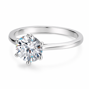 Anillo de Compromiso de Plata S925 con Moissanita de 3ct, Corte Brillante, Anillo Solitario de 6 Puntas para Fiestas y Eventos - Product Image 1