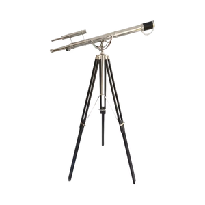 Support en bois antique Trépied noir Télescope maritime nautique à double baril en laiton avec finition chromée Artisanat en métal - Product Image 1