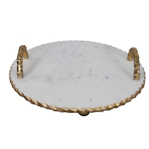 Bandeja DE SERVICIO DE Metal para uso en hoteles y cocina casera, bandeja de servicio de Metal, bandejas de servidor de desayuno de Chocolate, postre de acabado antiguo - Product Image 6