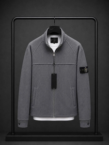 <b>Men's</b> <b>White</b> Cotton Puffer <b>Jacket</b> Stand Collar Zipper Closure Casual Knitted Solid Color Winter Wear Waterproof Nonwoven Front - Product Image 5