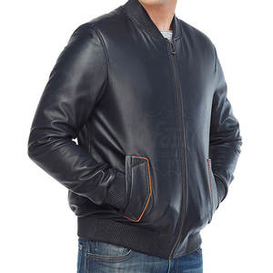 Chaqueta de Cuero Bomber para Hombre de Alta Calidad al Mejor Precio, Chaqueta de Cuero de Manga Larga, Diseña Tus Propias Chaquetas de Moda de Cuero - Product Image 3