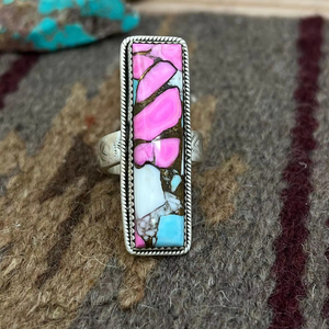 Anillo ajustable de caramelo de algodón de plata esterlina hecho a mano con colores pastel suaves joyería de piedras preciosas artesanales - Product Image 1