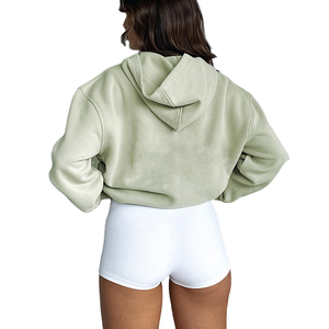 Sudadera con Capucha Informal para Mujer, Tejida a Mano, 100% Algodón, con Estampado por Descarga, Insignia Frontal, Holgada, Ecológica - Product Image 5