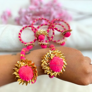 New Arrival Gota Flower Silk Thread Bangle Wedding Giveaway Bangles Trending <b>Gift</b> Haldi Mehendi Sangeet Giveaways Bangles - Product Image 5