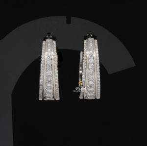 Pendientes de aro de Plata de Ley 925 con tachuelas de diamantes cultivados en laboratorio de corte brillante redondo brillante para Unisex - Product Image 5