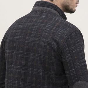 Veste en laine gris marine personnalisable en gros, 100% haute qualité, coupe ajustée régulière, manches longues, veste décontractée d'hiver, devant - Product Image 5